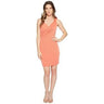 Women's Cece Stephanie Orange Crinkle Knit Faux Wrap Dress, Size 10 CeCe