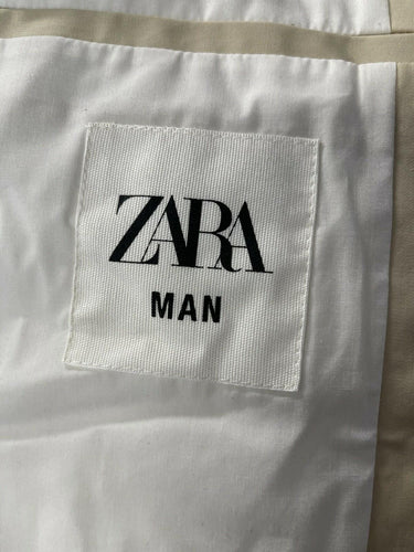 MENS ZARA OVERSIZED LONG TRENCH COAT COLOR KHAKI SIZE L-XL