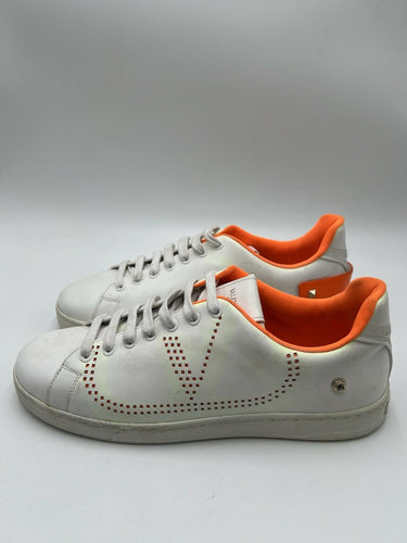 Valentino Garavani Backnet white leather perforated VLogo sneakers Size 42.5 Valentino