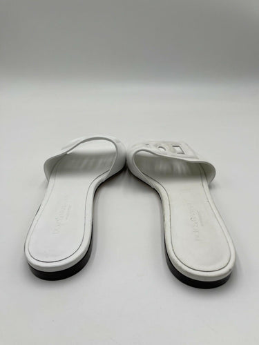 Dolce & Gabbana white leather Bianca mules embossed DG logo Size 36.5 Dolce&Gabbana