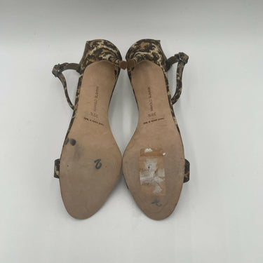 Manolo Blahnik CHAOS Leopard Print Canvas Open Toe Ankle Strap High Heels 39.5 Manolo Blahnik
