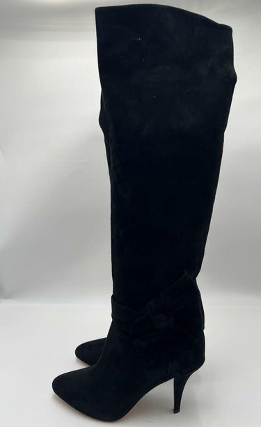VALENTINO GARAVANI Bow-Knot Black Suede Over-The-Knee Boots Size 39.5 Valentino