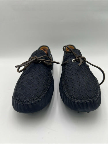 Men's Saks Fifth Avenue navy blue woven suede driving loafers Size 10.5 Saks Fifth Avenue