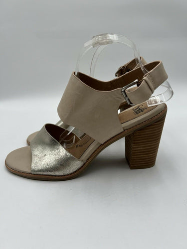 Sofft Block Heel Slingback Sandals Beige Gold Size 11