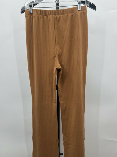 Abound Pants Womens Camel Tan Ribbed Knit Flare Pull On Elastic Waist Size S