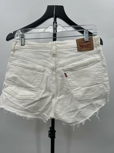 Levi's 501 Shorts White Denim Cutoff Frayed Hem High Rise Short Womens Size W30 Levi's