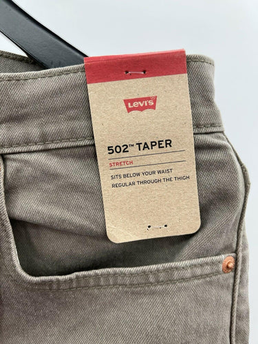 Levi's 502 Taper Jeans Greige Gray Stretch Regular Tapered Fit NWTs - Size 32x32