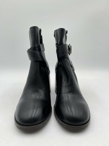 Crown Vintage Courla Ankle Size Zipper Boots, Black Leather, Size Women's 8M
