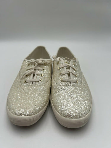 Keds Champion Ivory Glitter Sneakers Cream Sparkle Lace Up Size 9.5