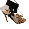 Women’s Gianvito Rossi leopard print calf hair ankle wrap sandals Size 38.5 GIANVITO ROSSI