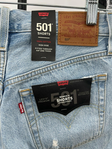 Levi's 501 Shorts NWT High Rise Distressed Destroyed Light Wash Womens Size 26 Levi's