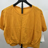 Abound Top Orange Slice Mustard Bubble Hem Cropped T-Shirt Tee L Abound