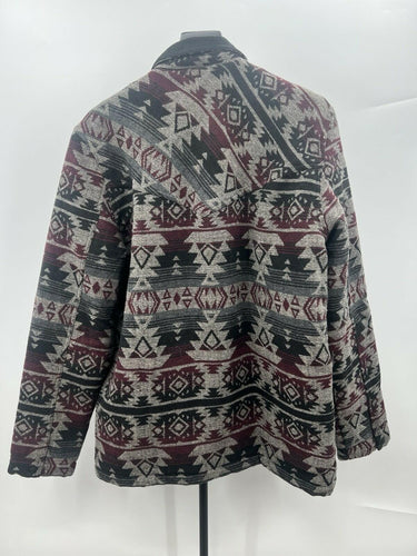 Moon Shine Spirit Aztec Western Shirt Jacket Fleece Lined YKK Zip - L