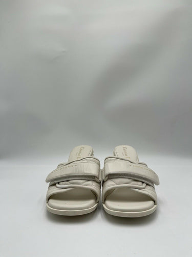Dior Dio(r)evolution Cannage heeled sandals White quilted leather Size 36.5 Dior