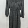 Madewell Dotted Midi Dress Black White Geometric Smocked Waist Boho S Madewell