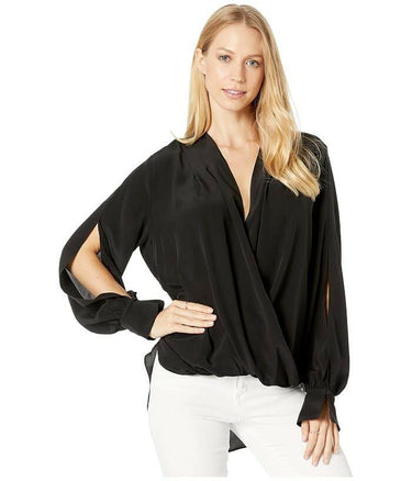 7 For All Mankind Cross Front Drape Top  Jet Black  X-Small