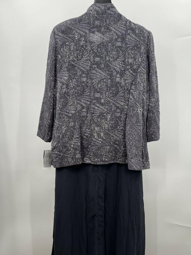 Alex Evenings 2 Piece Dress Jacket Set Long Formal Smoke Glitter 14 Alex Evenings