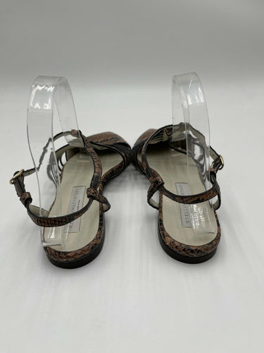 Stella McCartney Snake-Print Cage Ankle-Strap Flat Sandals Size 38.5