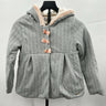 Tahari Girls hooded pea Grey coat Faux Fur Lining Pink Bows Size 8 Tahari