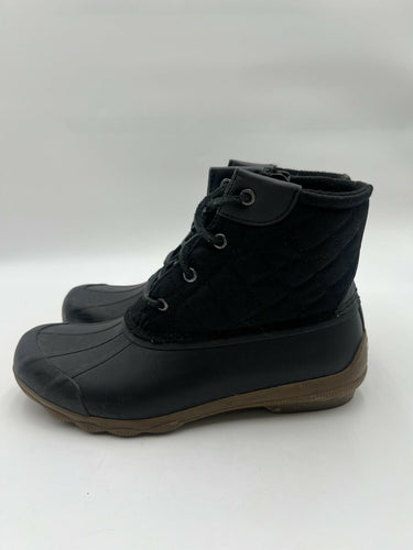 Sperry STS88347 Black Quilted Duck Boots Waterproof Gum Sole Womens Size 9.5