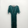 NWD Shyanne Teal Maxi Dress Lace Trim Button Front V Neck Western Boho Size M Shyanne