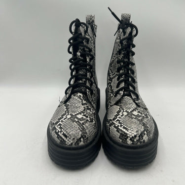 MIA Cortez Snake Print Leather Lace Up/Side Zip Platform Ankle Boots Womens 7.5M