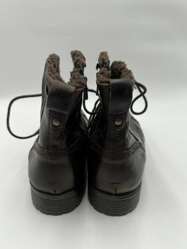 Pajar Canada Brown Leather Faux Fur Lace Up Zip Boots Size 9
