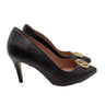 VALENTINO BY MARIO VALENTINO Clara Logo Black Leather Pump Size 8 VALENTINO BY MARIO VALENTINO