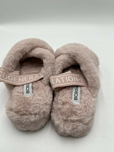 BCBG Generation Blush Faux Fur Cross Slides Size 6