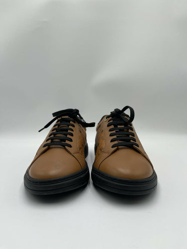 MCM Men's Terrain Lo Lace Up Sneakers Brown Leather Size 41