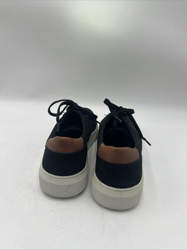 VINCE. Black Canvas/Suede Round Toe Lace Up Low Top Sneakers Mens Size 7.5M/40.5