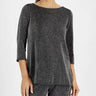 Jm Collection Women's Metallic Boat-Neck 3/4-Sleeve Tunic Top, Deep Black Size M JM Collection
