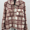 Avec Les Filles Plaid Shacket Jacket Zip Up Cream Burgundy Tan Fleece NWT - M Avec Les Filles