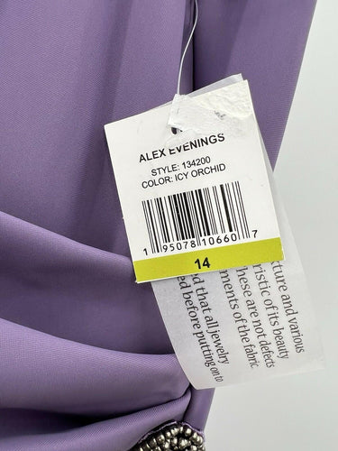 Alex Evenings Dress Icy Orchid Lilac Beaded Surplice Long Gown 14 Alex Evenings