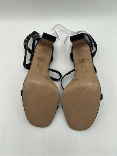 Women’s Mix No. 6 Alician Black Strappy Block Heels Size 9W Mix No. 6