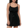 Swim Solutions Women's Black Empire-Waist Swimdress Swimsuit, Size 10 Swim Solutions