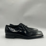 Prada Nuanced Brushed Leather Lace-Up Shoes in black and silver Size 8UK PRADA
