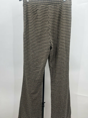 Sanctuary Pants Brown Beige Houndstooth Flare Knit Pull On Pant XL Sanctuary