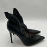 Gianvito Rossi Divine 105 ruffled tulle Black Leather Point Toe Heels Size 39.5 GIANVITO ROSSI