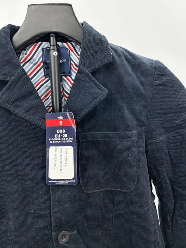 Toobydoo Boys navy corduroy blazer Classic Notch Lapel Size 8 NAVY