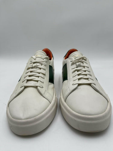 Men’s Santoni DBS1 Low Top Lace Up Sneaker White / Green Leather Size 11 US