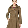 Via Spigga Wm. Petite Double Breasted Fit & Flare Hooded Jacket Sage Size S Via Spiga