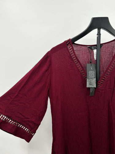 Jets by Jessika Allen Woman’s burgundy V-neck swim cover-up tunic Size 6
