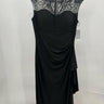 NWT Alex Evenings Black Illusion Mesh Beaded Cap Sleeve Evening Gown Size 10 Alex Evenings