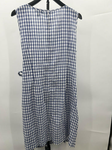 Tribal Femme Dress Blue White Gingham Check Wrap Front Sleeveless Midi  XL
