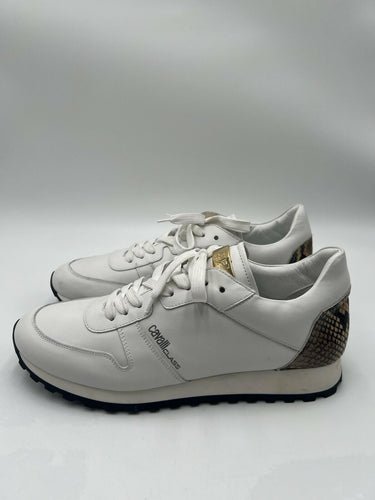 Cavalli Class white leather sneakers snakeskin-embossed Size 43