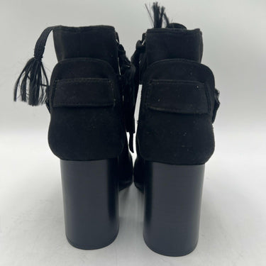 Renvy Black Fabric Lace Up/Zip Round Toe Block Heel Ankle Boots Womens Size 8/38