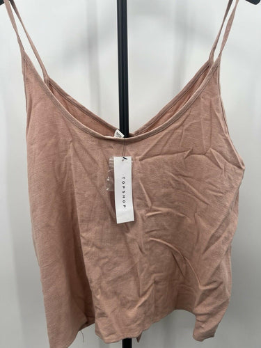 Topshop Blush Tie Front Button Cami Top Linen Blend - US 12