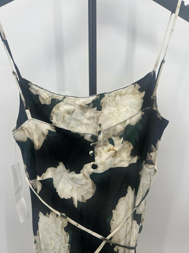 Flynn Skye Midi Dress Black White Peony Floral Lace Up Back Slip Dress NWT L Flynn Skye