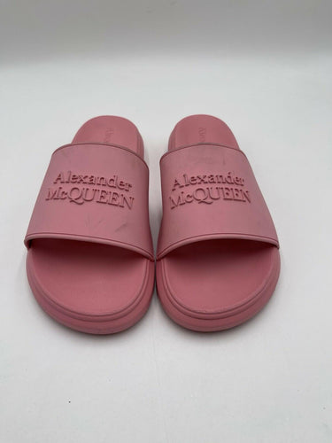 Alexander McQueen women's logo slides in pastel pink rubber Size 39.5 Alexander Mcqueen